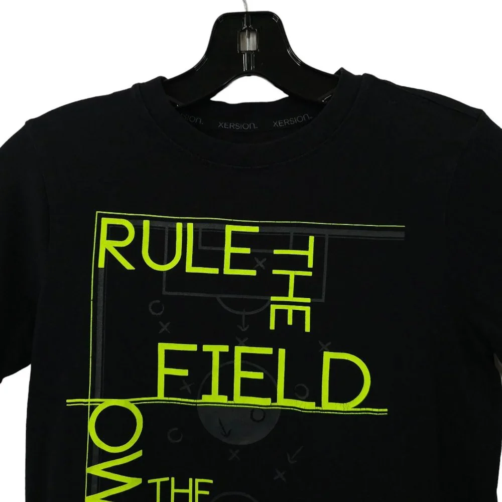 Xersion Black Neon Green Tee T Shirt Boys Size L Rule The Field Own The Game - Picture 8 of 15
